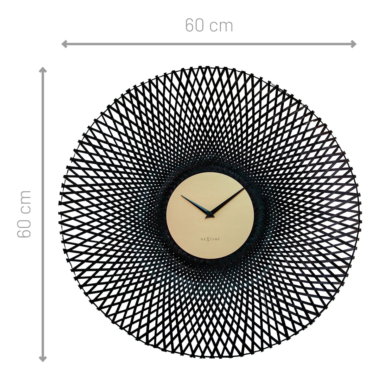 Wall clock 60cm-Silent-Brown/Black-Bamboo-NeXtime 'Vortex' Wall Clock NeXtime Clocks
