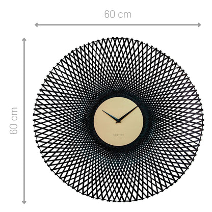 Wall clock 60cm-Silent-Brown/Black-Bamboo-NeXtime 'Vortex' Wall Clock NeXtime Clocks
