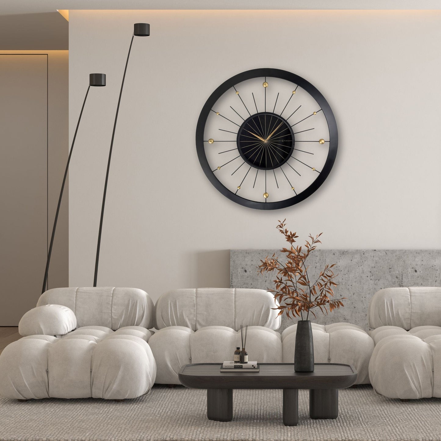 Wall clock 90cm-Silent-Black-Metal-NeXtime 'Orbit Large' Wall Clock NeXtime Clocks