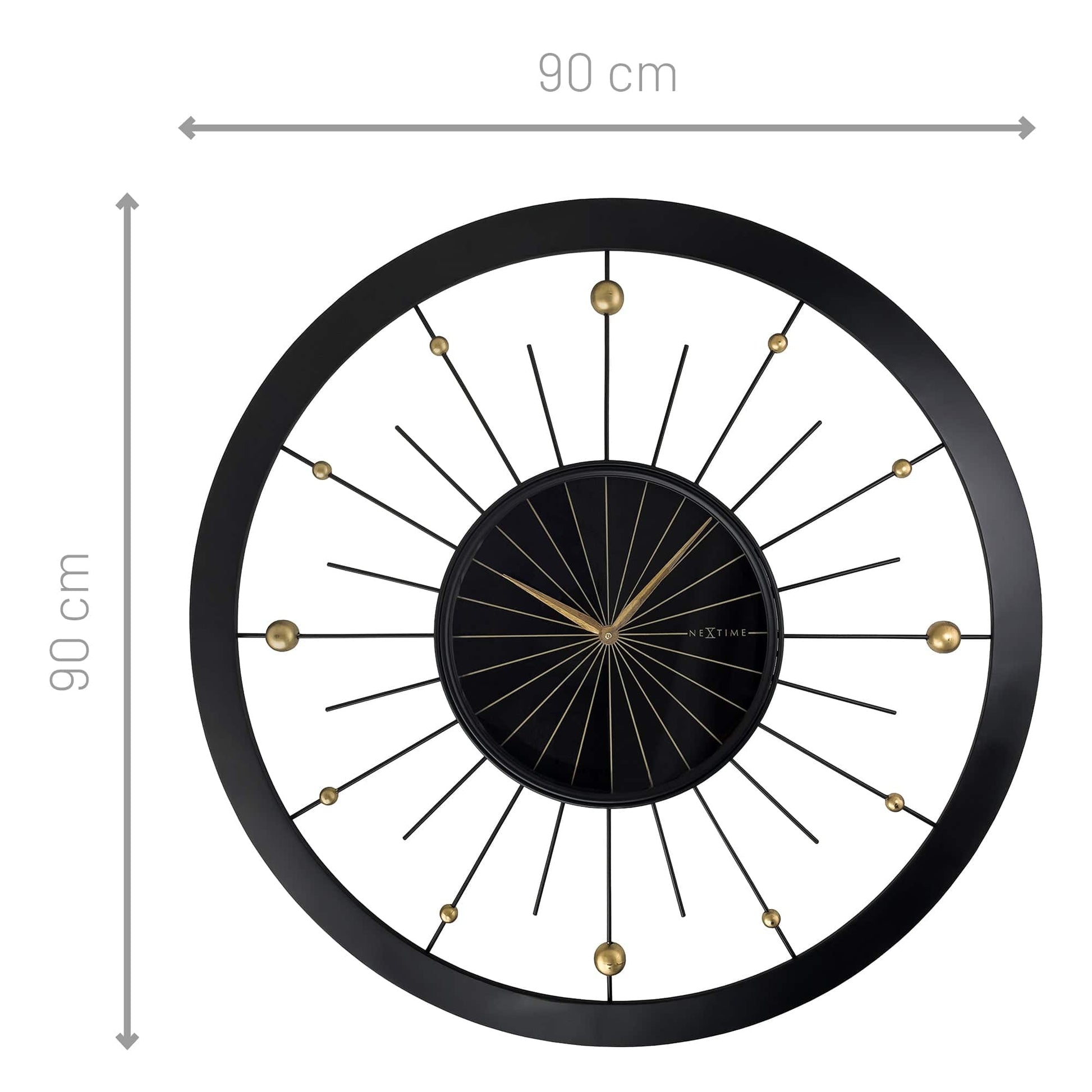 Wall clock 90cm-Silent-Black-Metal-NeXtime 'Orbit Large' Wall Clock NeXtime Clocks