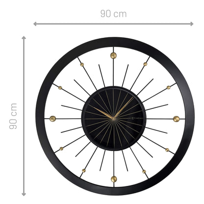 Wall clock 90cm-Silent-Black-Metal-NeXtime 'Orbit Large' Wall Clock NeXtime Clocks