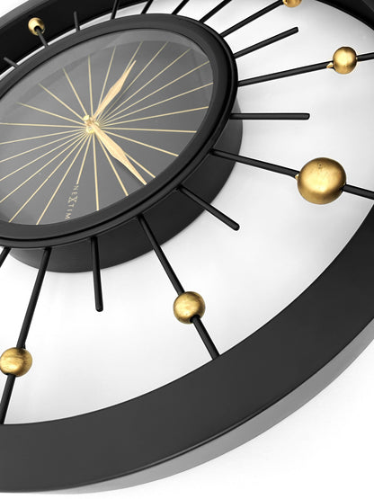 Wall clock 60cm-Silent-Black-Metal-NeXtime 'Orbit' Wall Clock NeXtime Clocks