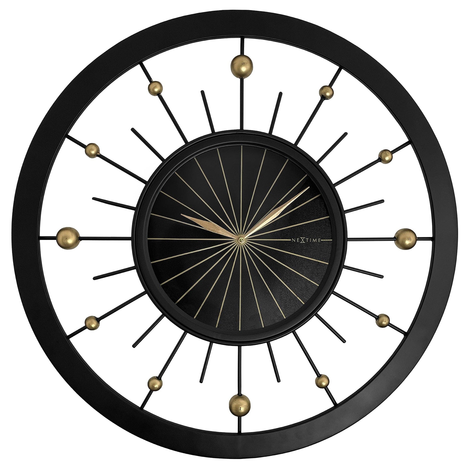 Wall clock 60cm-Silent-Black-Metal-NeXtime 'Orbit' Wall Clock NeXtime Clocks