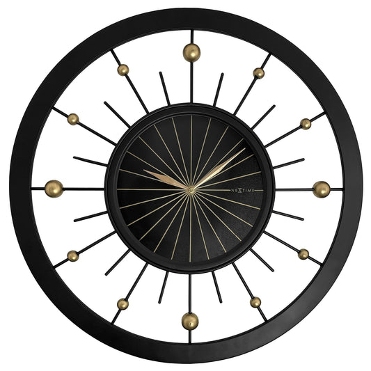Wall clock 60cm-Silent-Black-Metal-NeXtime 'Orbit' Wall Clock NeXtime Clocks