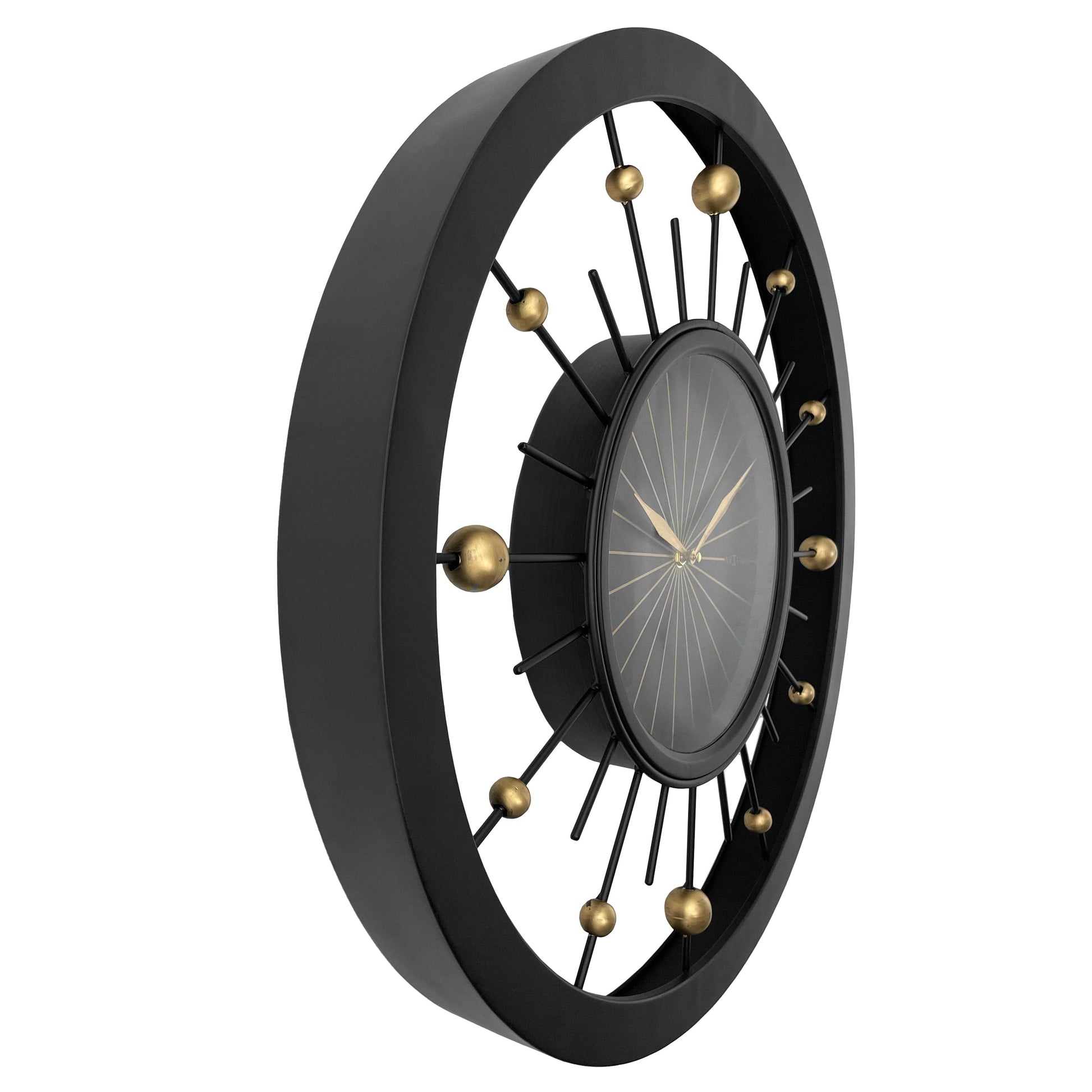 Wall clock 60cm-Silent-Black-Metal-NeXtime 'Orbit' Wall Clock NeXtime Clocks