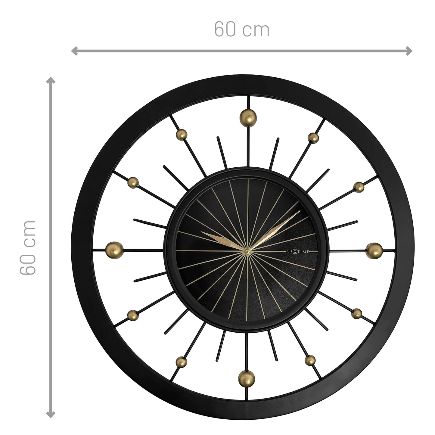 Wall clock 60cm-Silent-Black-Metal-NeXtime 'Orbit' Wall Clock NeXtime Clocks