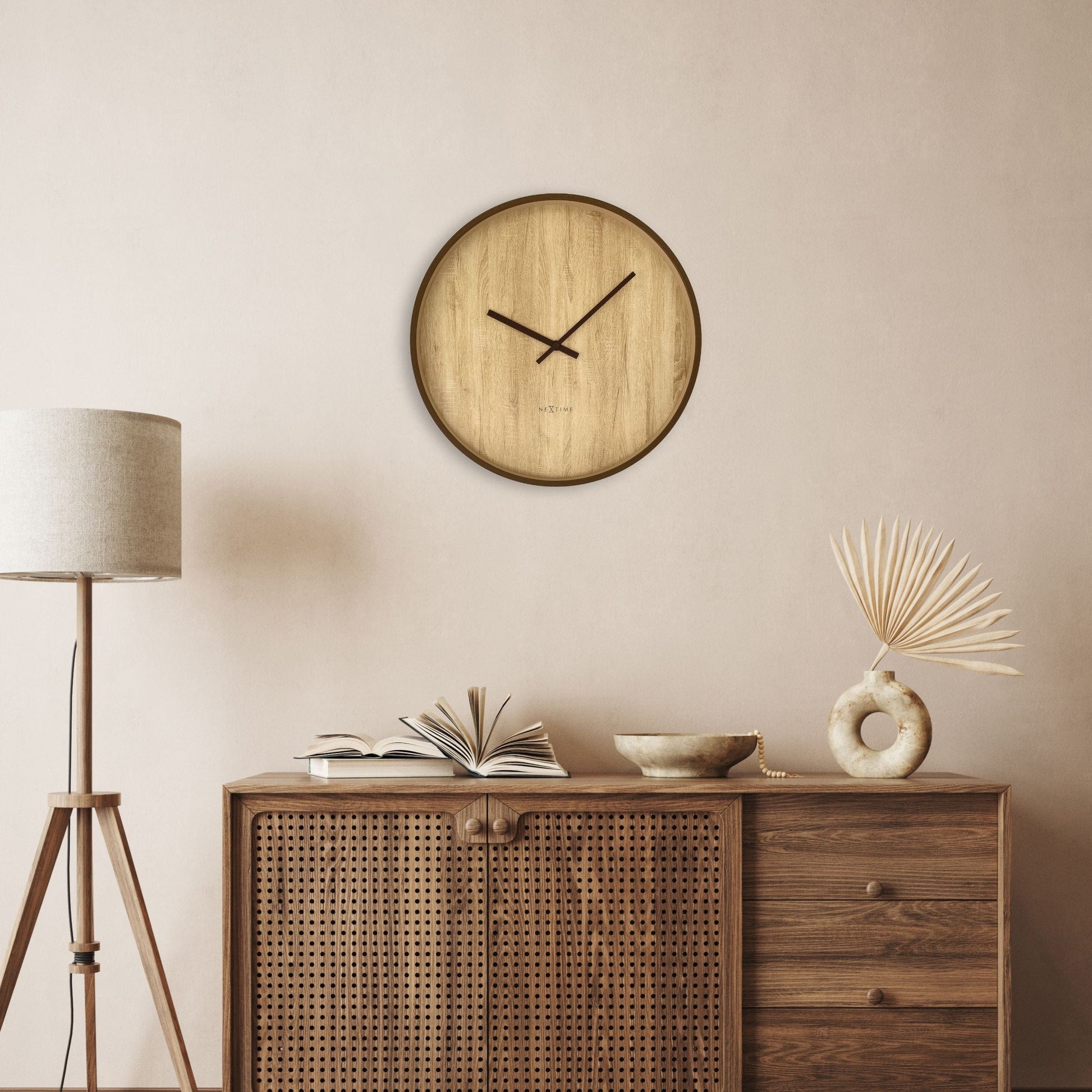 Wall clock 50cm-Silent-Dark Brown/Light Brown-Plastic-NeXtime 'Oslo Large' Wall Clock NeXtime Clocks