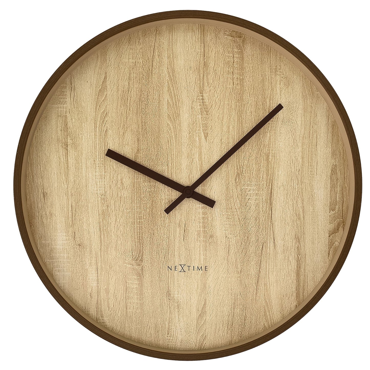 Wall clock 50cm-Silent-Dark Brown/Light Brown-Plastic-NeXtime 'Oslo Large' Light Brown Light Brown Wall Clock NeXtime Clocks