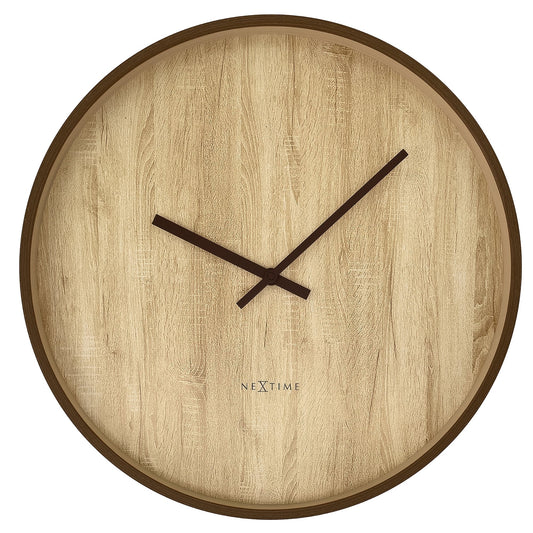 Wall clock 50cm-Silent-Dark Brown/Light Brown-Plastic-NeXtime 'Oslo Large' Light Brown Light Brown Wall Clock NeXtime Clocks