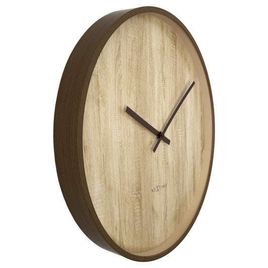 Wall clock 50cm-Silent-Dark Brown/Light Brown-Plastic-NeXtime 'Oslo Large' Wall Clock NeXtime Clocks