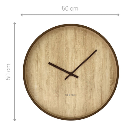 Wall clock 50cm-Silent-Dark Brown/Light Brown-Plastic-NeXtime 'Oslo Large' Wall Clock NeXtime Clocks