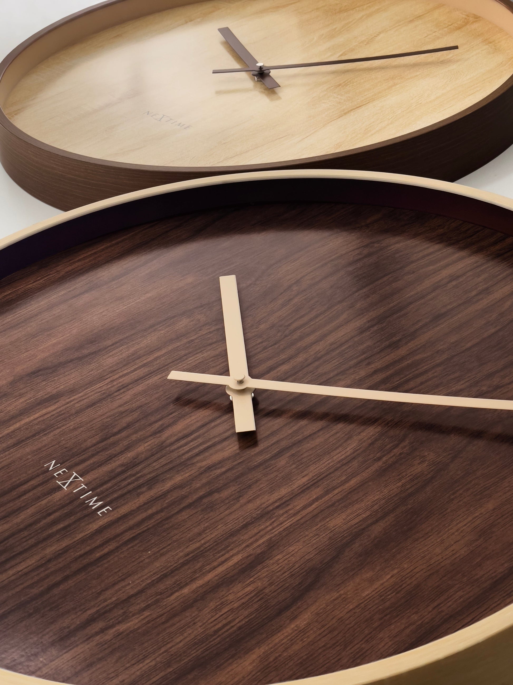 Wall clock 50cm-Silent-Dark Brown/Light Brown-Plastic-NeXtime 'Oslo Large' Wall Clock NeXtime Clocks