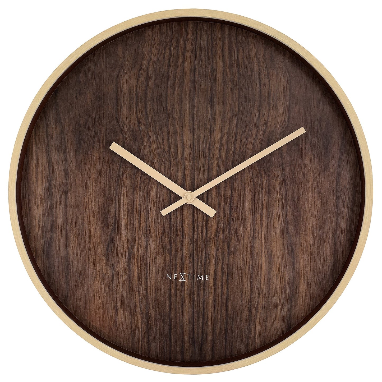 Wall clock 50cm-Silent-Dark Brown/Light Brown-Plastic-NeXtime 'Oslo Large' Brown Brown Wall Clock NeXtime Clocks