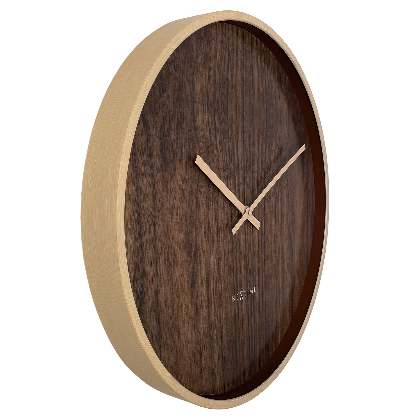 Wall clock 50cm-Silent-Dark Brown/Light Brown-Plastic-NeXtime 'Oslo Large' Wall Clock NeXtime Clocks