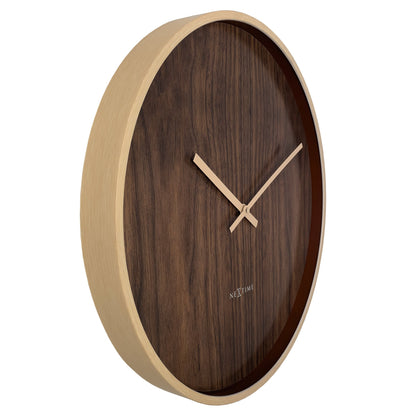 Wall clock 50cm-Silent-Dark Brown/Light Brown-Plastic-NeXtime 'Oslo Large' Wall Clock NeXtime Clocks