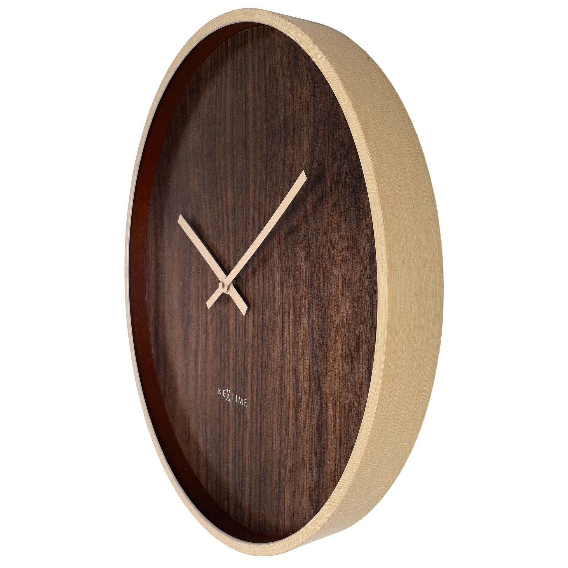 Wall clock 50cm-Silent-Dark Brown/Light Brown-Plastic-NeXtime 'Oslo Large' Wall Clock NeXtime Clocks
