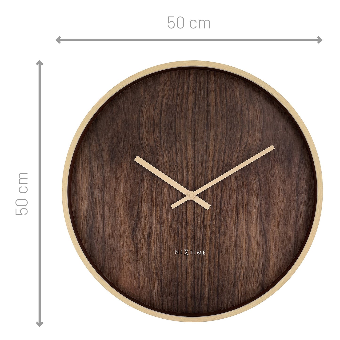 Wall clock 50cm-Silent-Dark Brown/Light Brown-Plastic-NeXtime 'Oslo Large' Wall Clock NeXtime Clocks