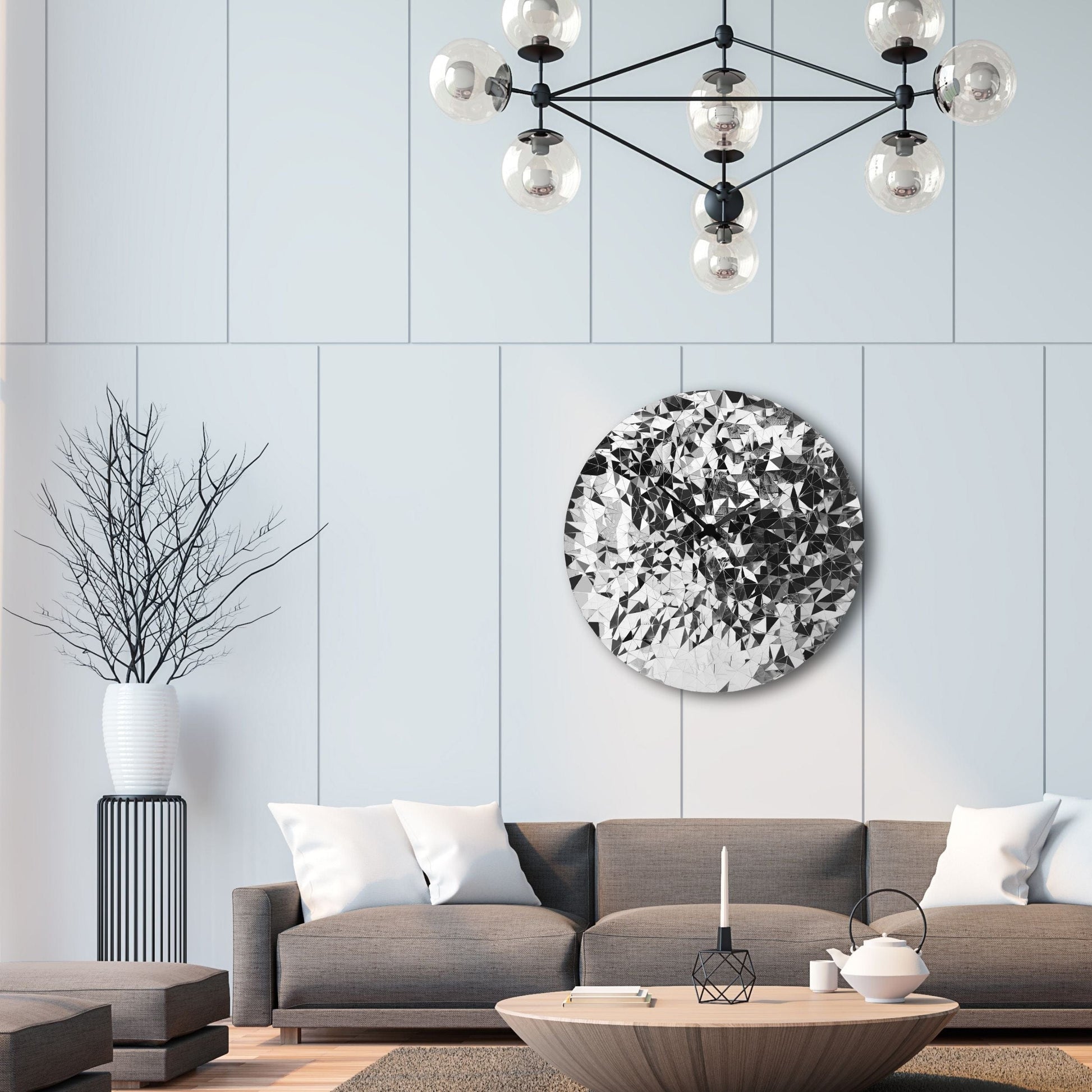 Wall clock 80cm-Silent-Chrome-Stainless Steel-NeXtime 'Fragments' Wall Clock NeXtime Clocks