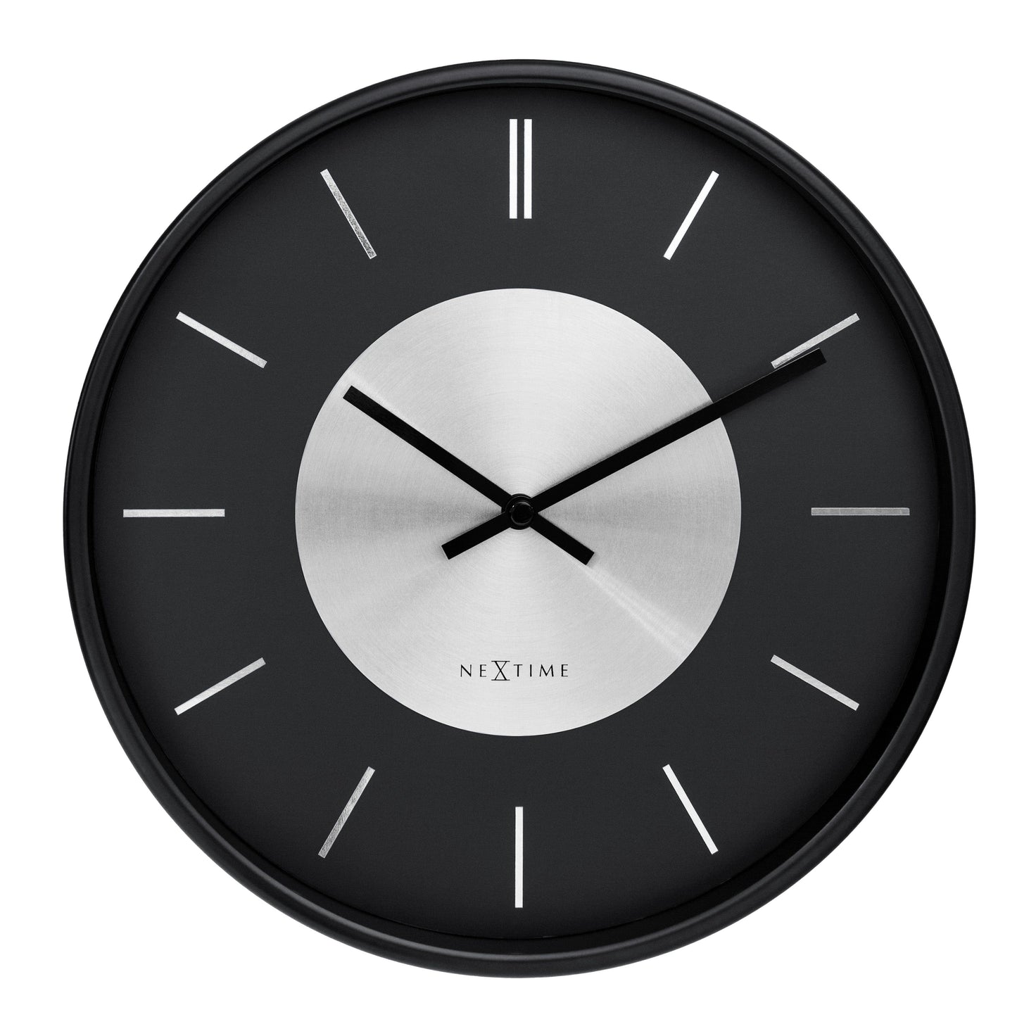 Wall Clock 25cm-Silent-Metal-NeXtime 'Retro II' Silver Silver Wall clock NeXtime Clocks