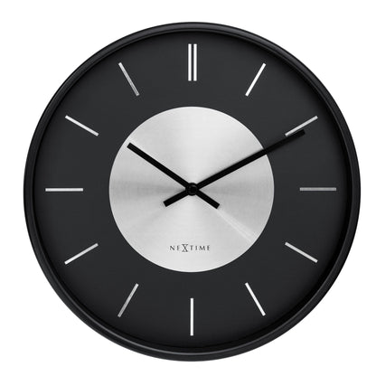 Wall Clock 25cm-Silent-Metal-NeXtime 'Retro II' Silver Silver Wall clock NeXtime Clocks