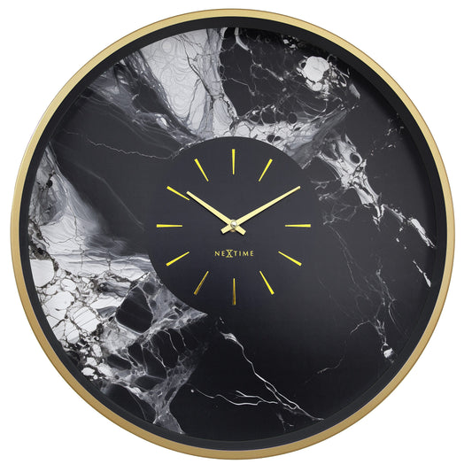 Large Wall Clock 48cm-Silent-Aluminium-NeXtime 'Marble Duo' Gold Gold Wall clock NeXtime Clocks