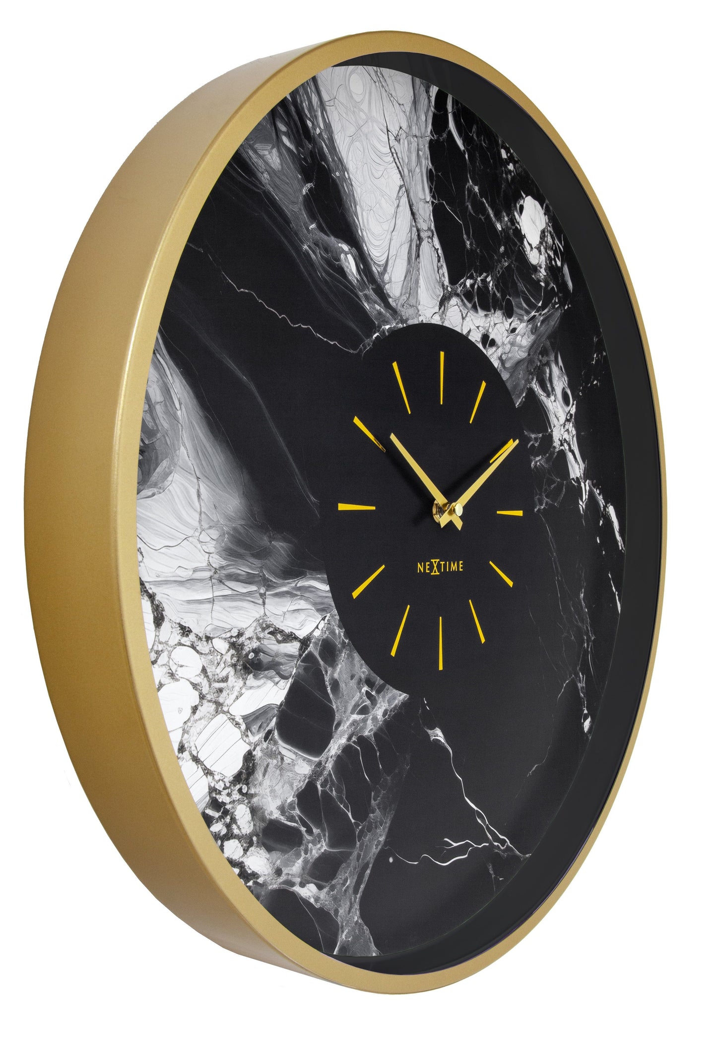 Large Wall Clock 48cm-Silent-Aluminium-NeXtime 'Marble Duo' Wall clock NeXtime Clocks