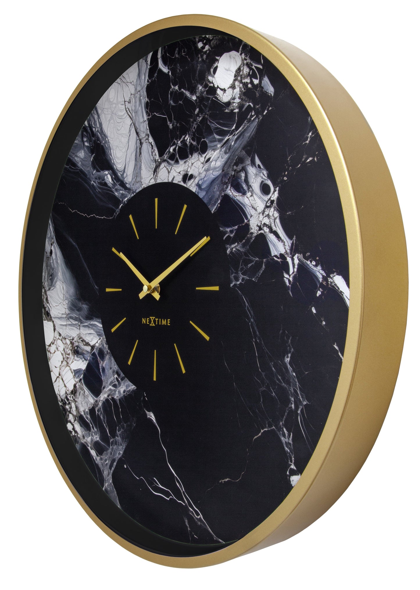Large Wall Clock 48cm-Silent-Aluminium-NeXtime 'Marble Duo' Wall clock NeXtime Clocks