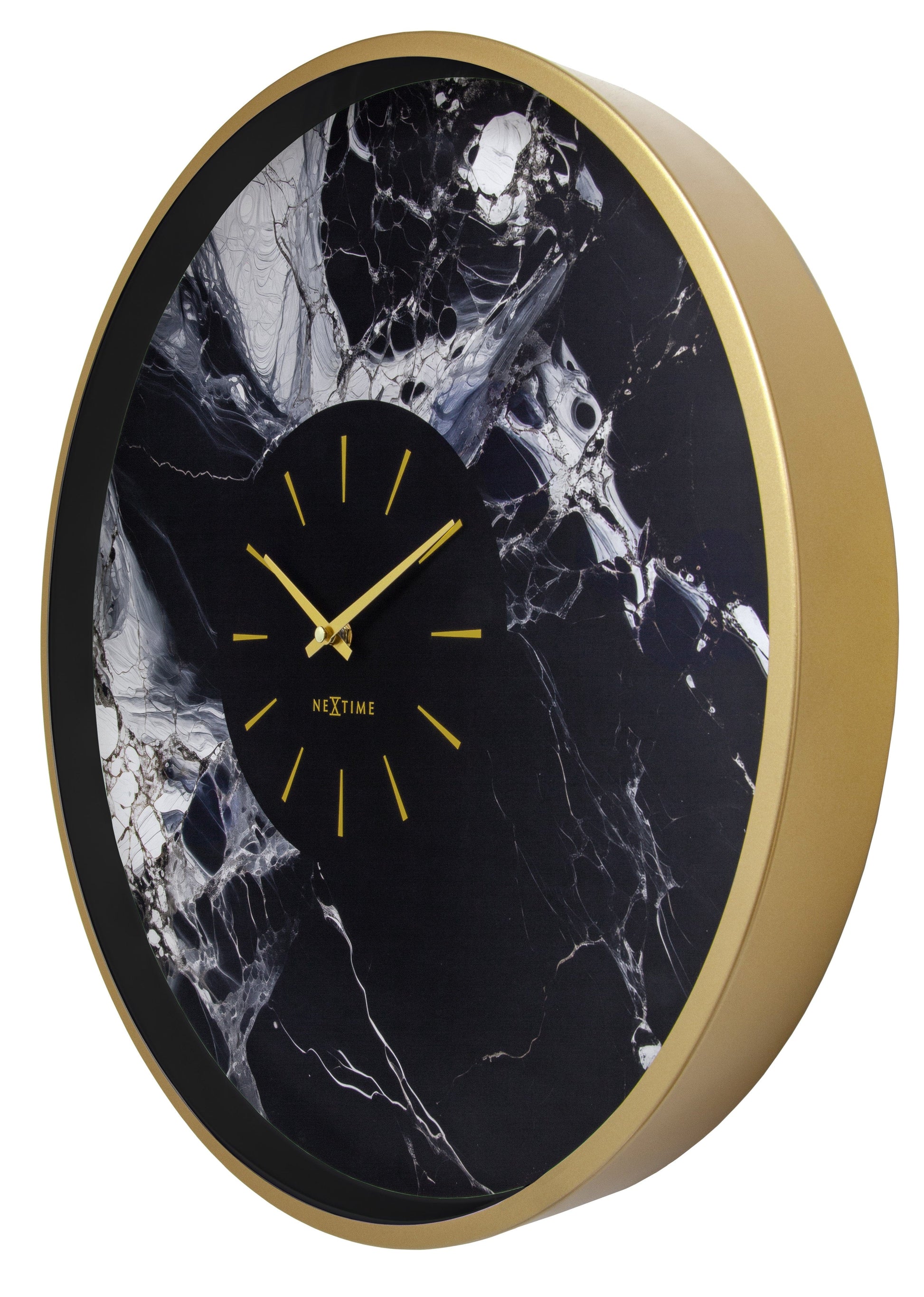 Large Wall Clock 48cm-Silent-Aluminium-NeXtime 'Marble Duo' Wall clock NeXtime Clocks