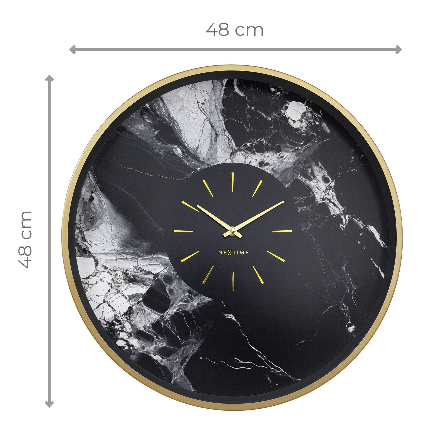 Large Wall Clock 48cm-Silent-Aluminium-NeXtime 'Marble Duo' Wall clock NeXtime Clocks