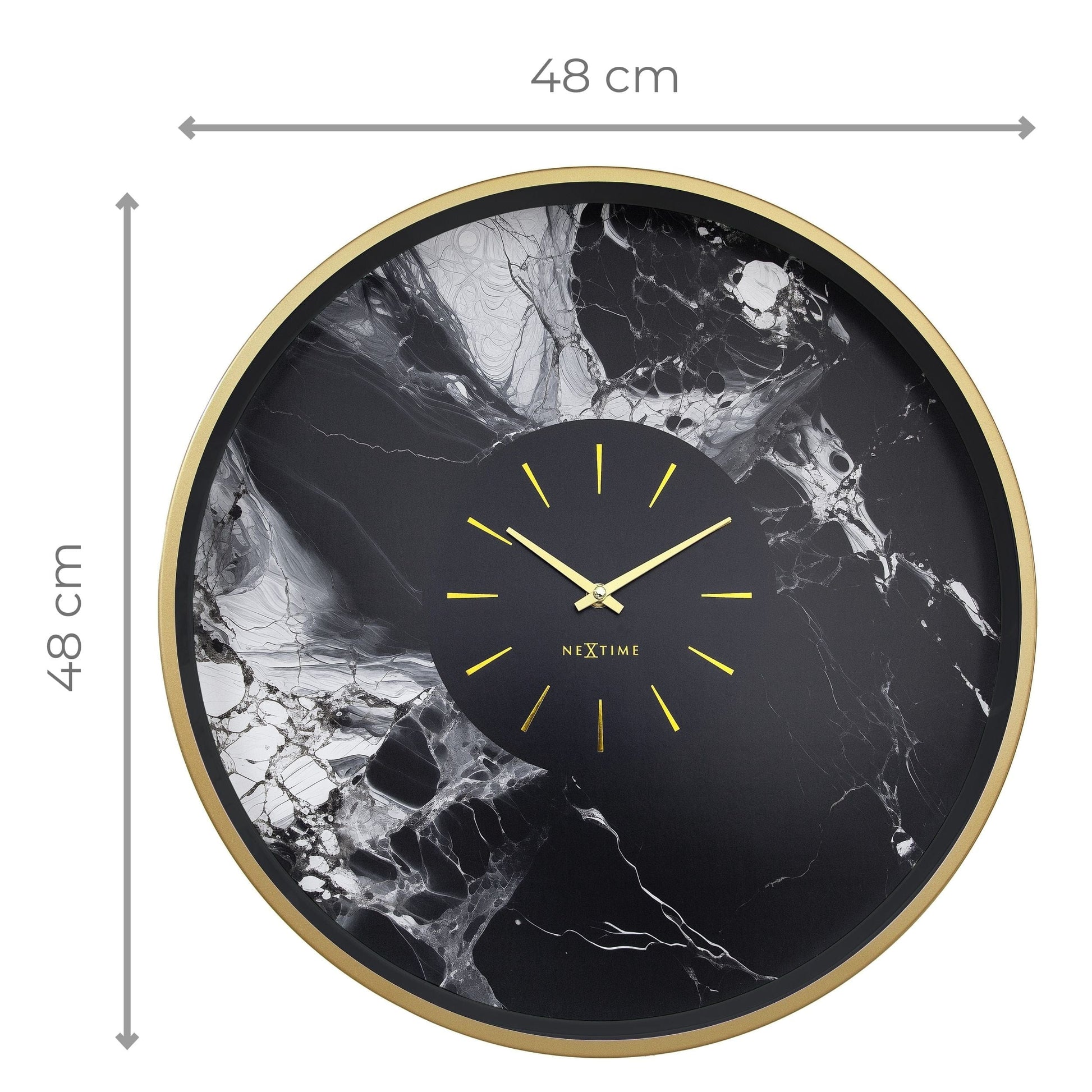 Large Wall Clock 48cm-Silent-Aluminium-NeXtime 'Marble Duo' Wall clock NeXtime Clocks