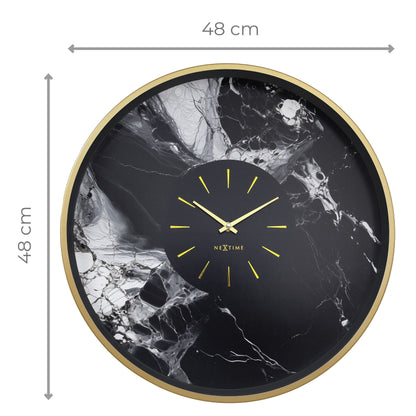 Large Wall Clock 48cm-Silent-Aluminium-NeXtime 'Marble Duo' Wall clock NeXtime Clocks