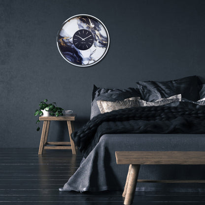Large Wall Clock 48cm-Silent-Aluminium-NeXtime 'Marble Duo' Wall clock NeXtime Clocks
