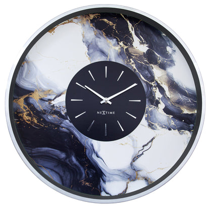 Large Wall Clock 48cm-Silent-Aluminium-NeXtime 'Marble Duo' Silver Silver Wall clock NeXtime Clocks