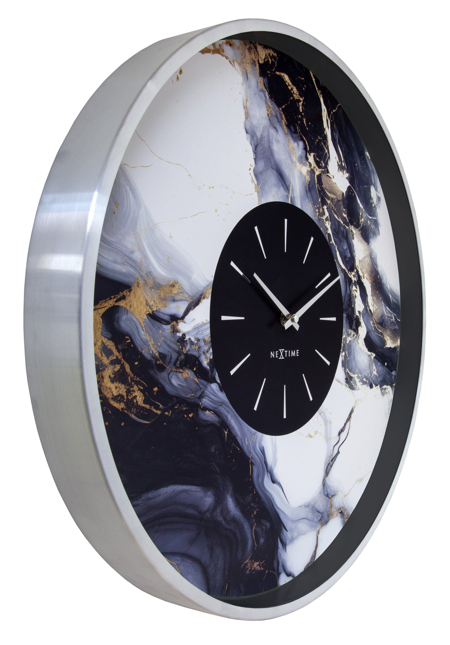 Large Wall Clock 48cm-Silent-Aluminium-NeXtime 'Marble Duo' Wall clock NeXtime Clocks