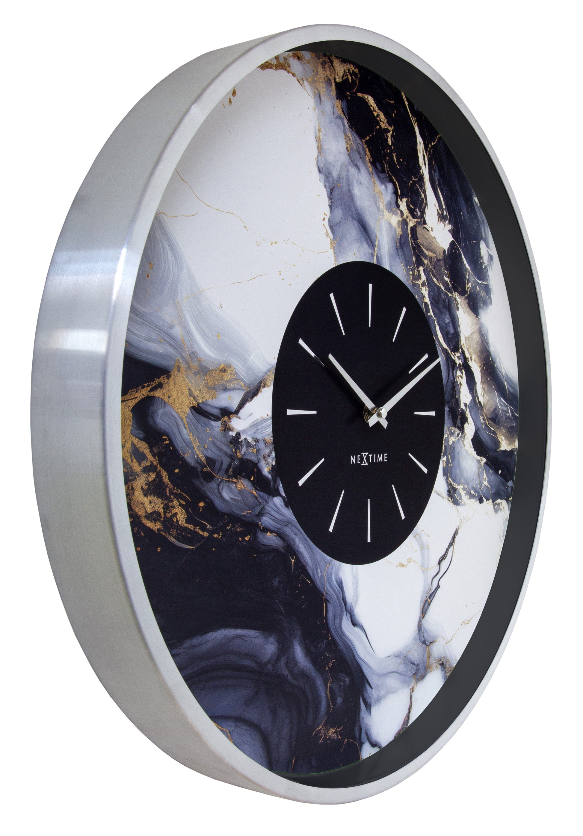 Large Wall Clock 48cm-Silent-Aluminium-NeXtime 'Marble Duo' Wall clock NeXtime Clocks