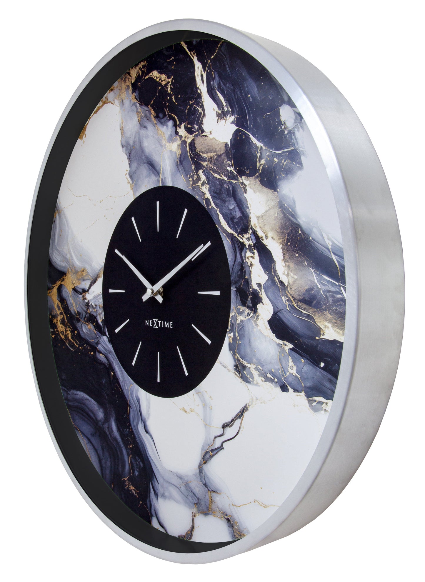 Large Wall Clock 48cm-Silent-Aluminium-NeXtime 'Marble Duo' Wall clock NeXtime Clocks