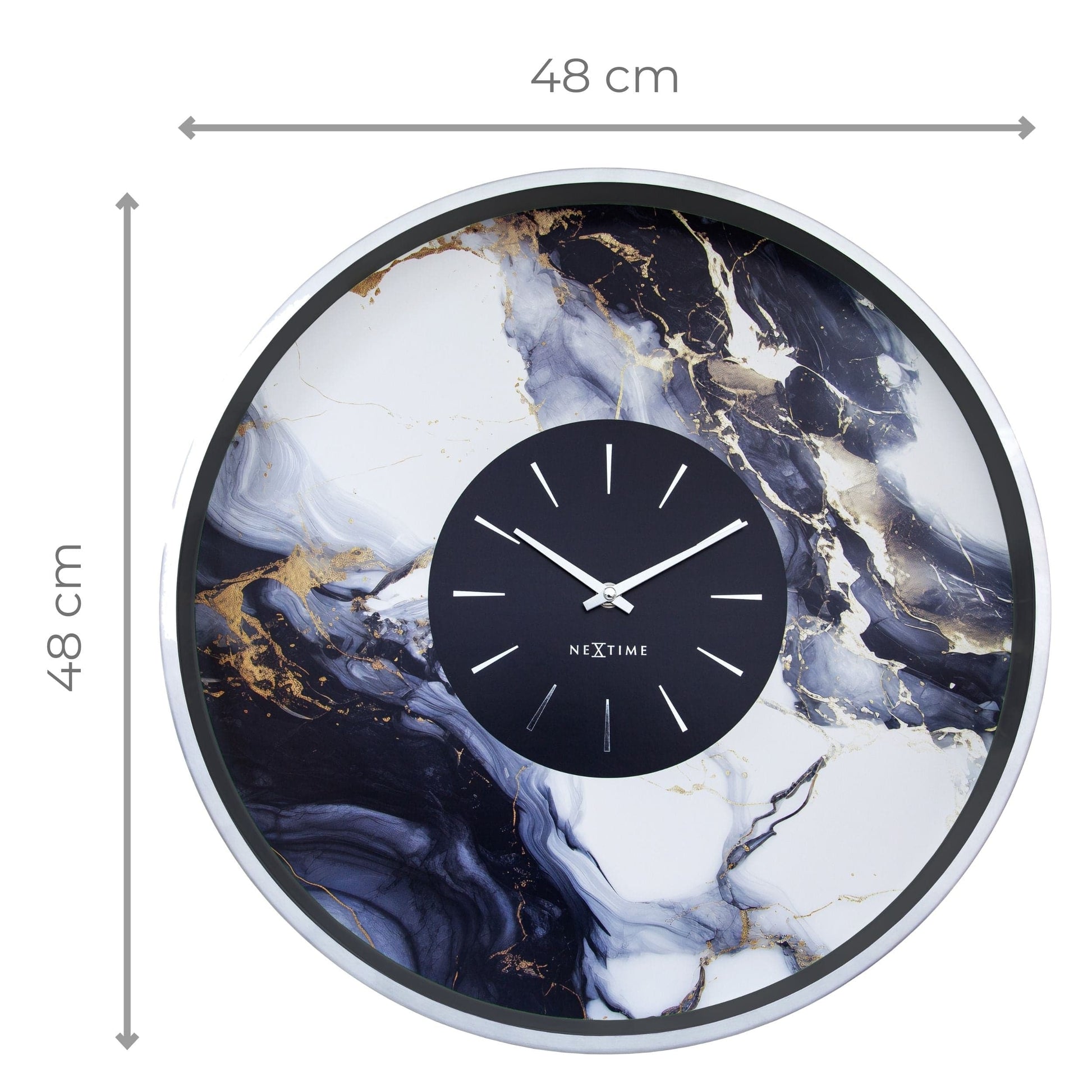 Large Wall Clock 48cm-Silent-Aluminium-NeXtime 'Marble Duo' Wall clock NeXtime Clocks