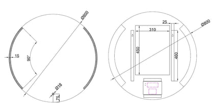 Ronde LED Spiegel Wiesbaden met Dimbare Verlichting en Condensvrije Zone – 80 cm Badkamerspiegel Sanitairluxe