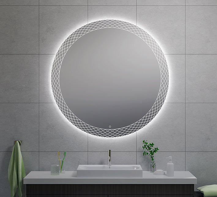 Decoratieve ronde badkamerspiegel Wiesbaden met LED-verlichting en condensvrij 120 cm Badkamerspiegel Sanitairluxe