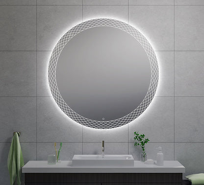 Decoratieve ronde badkamerspiegel Wiesbaden met LED-verlichting en condensvrij 120 cm Badkamerspiegel Sanitairluxe