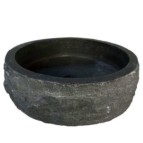 Wiesbaden blauwe steen rond 40x12 cm hamerslag opzetwastafel Wastafels Sanitairluxe