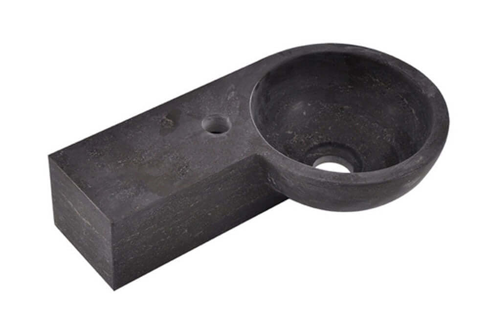 Blauwsteen Ronde Fontein Wiesbaden Links 40X23X10 Cm Wastafels Sanitairluxe