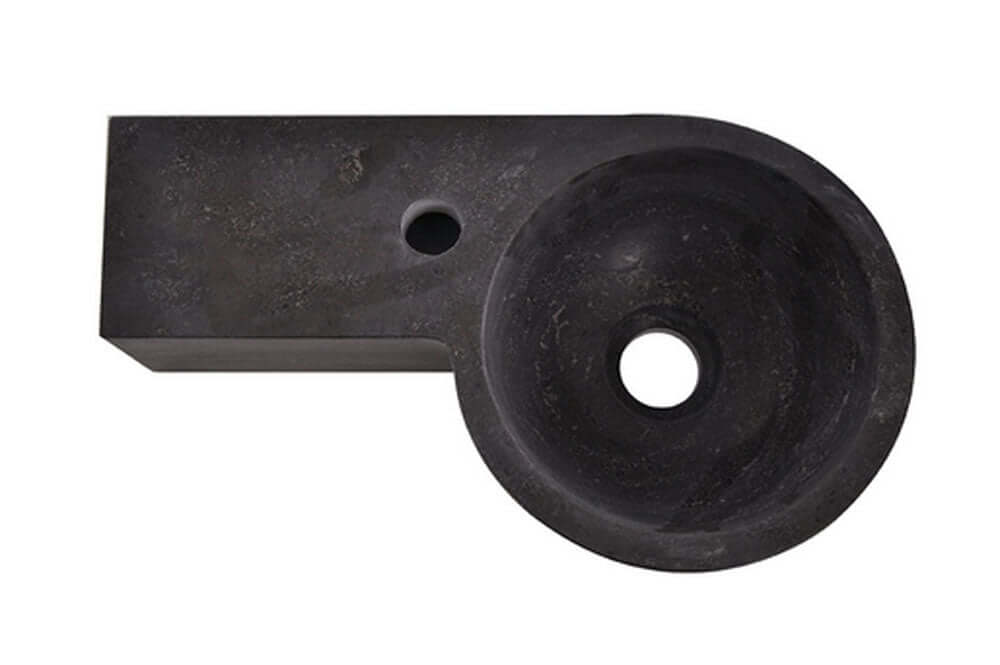 Blauwsteen Ronde Fontein Wiesbaden Links 40X23X10 Cm Wastafels Sanitairluxe