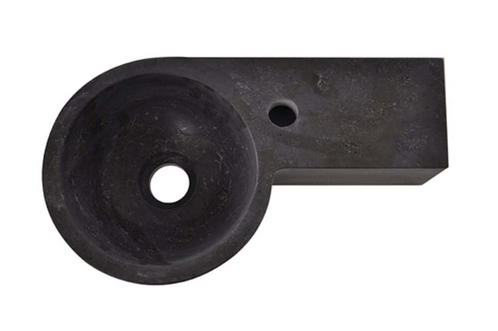 Blauwsteen Ronde Fontein Wiesbaden Rechts 40x23x10 cm Wastafels Sanitairluxe