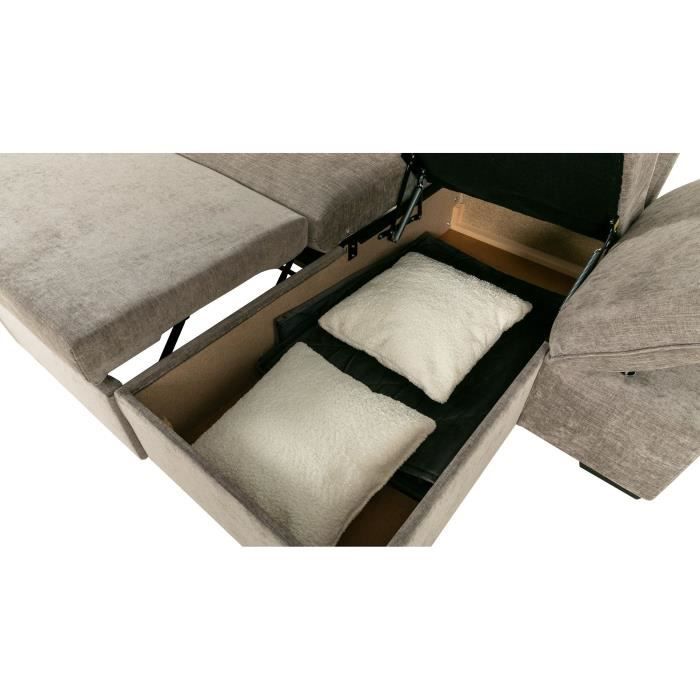 CASAPY CANDY omkeerbare hoekbank - 4 zitplaatsen - Beige stof - Opbergruimte - 297 x 148 x 85 cm - CASAPY - Furniture > Benches