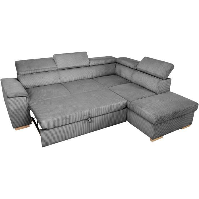 AUCUNE DAYTONA Omkeerbare hoekbank - 5 zitplaatsen - Stof Lincoln Antraciet - Opbergruimte - 260 x 216 x 94 cm - Furniture > Benches