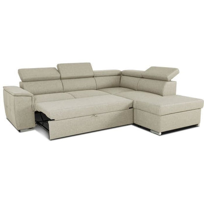 CASAPY DAYTONA Reversible hoekbank met commode - 5 plaatsen - Beige stof - 260 x 77 / 94 x 216 cm - Furniture > Benches