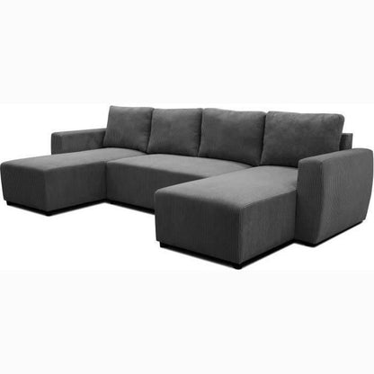 CASAPY PHARELL 5/6-zits panoramische converteerbare hoekbank - Antraciet ribfluweel stof - Opbergdoos - L297 x P155 x H7 - Furniture > Benches