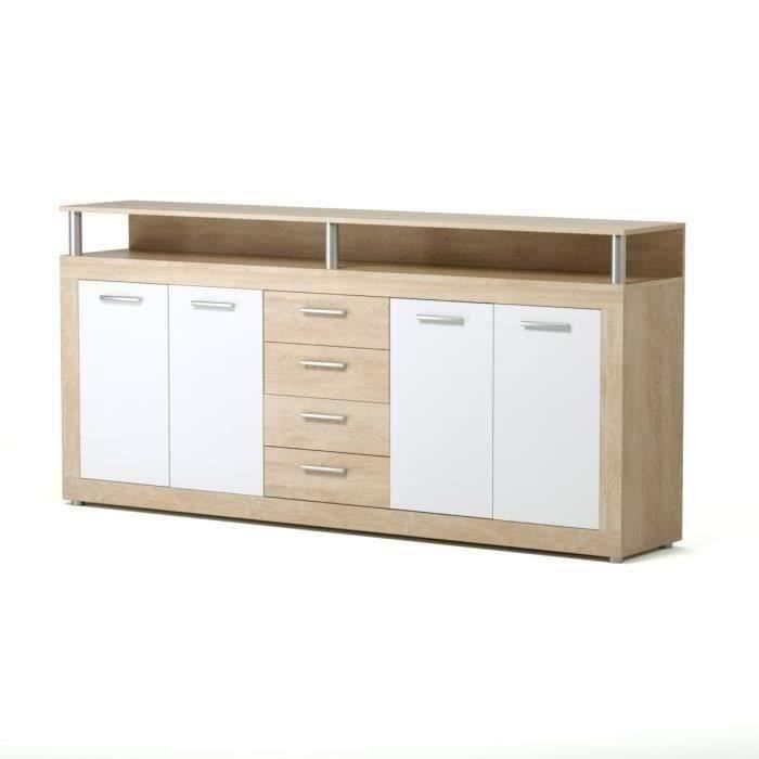 AUCUNE CAVA Modern lowboard met eiken en wit decor - L 197 cm -