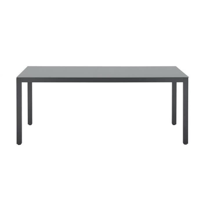 AUCUNE Tuinset: tafel van 180 cm + 8 stoelen - Aluminium structuur - Blad van gehard glas - Grijs - Furniture > Outdoor Furniture > Outdoor Tables